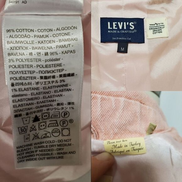Levi's Made and Crafted Pink Organic Cotton Denim Jean Blazer Jacket Woman's Md - Picture 4 of 8